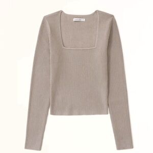 Abercrombie Ottoman Ribbed Square Neck Long Sleeve Top